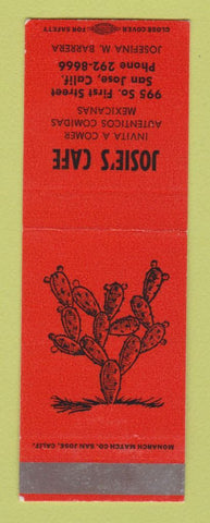 Matchbook Cover - Josie's Cafe Mexican San Jose CA cactus SAMPLE