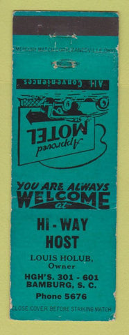 Matchbook Cover - HI Way Host Motel Bamburg SC WEAR