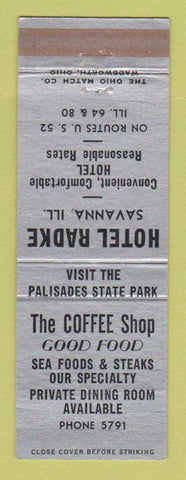 Matchbook Cover - Hotel Radke Savannah IL Hotel Coffee Shop