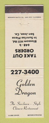 Matchbook Cover - Golden Dragon Chinese Restaurant San Jose CA