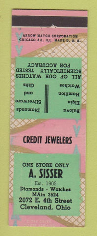 Matchbook Cover - A Sisser Jewelry Cleveland OH Elgin Hamilton Watches ARROW