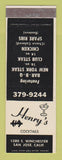 Matchbook Cover - Henry's Cocktails San Jose CA