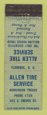 Matchbook Cover - Allen Tire Service Florence SC WEAR