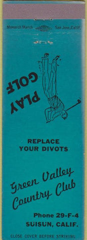 Matchbook Cover - Green Valley Country Club Suisun CA golfer