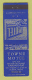 Matchbook Cover - Towne Motel McBain MI low phone #