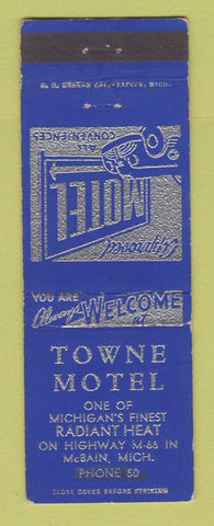 Matchbook Cover - Towne Motel McBain MI low phone #