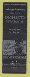 Matchbook Cover - Kunisch Men's Clothes Sebewaing MI WEAR