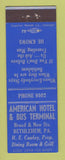 Matchbook Cover - American Hotel Bus Terminal Bethlehem PA