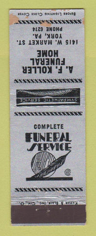 Matchbook Cover - AF Koller Funeral Home York PA WEAR
