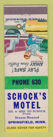 Matchbook Cover - Schock's Motel Springfield MN low phone #