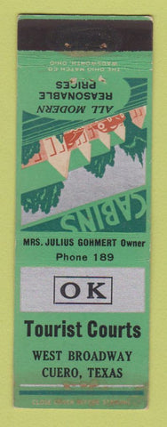Matchbook Cover - OK Tourist Courts Cuero TX WEAR