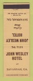 Matchbook Cover - John Wesley Hotel Savannah GA