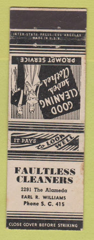 Matchbook Cover - Faultless Cleaners San Jose? CA