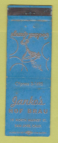 Matchbook Cover - Janko's Hof Brau San Jose CA WORN