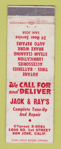 Matchbook Cover - Jack and Ray's Auto Repair San Jose CA WEAR
