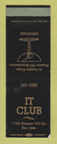 Matchbook Cover - It Club San Jose CA SAMPLE WEAR