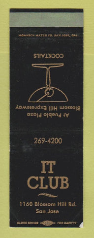 Matchbook Cover - It Club San Jose CA SAMPLE WEAR