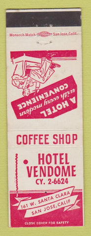 Matchbook Cover - Hotel Vendome San Jose CA
