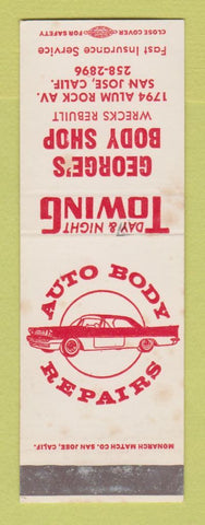 Matchbook Cover - George's Auto Body Shop San Jose CA SAMPLE WEAR