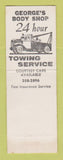 Matchbook Cover - George's Auto Body Shop San Jose CA SAMPLE WEAR