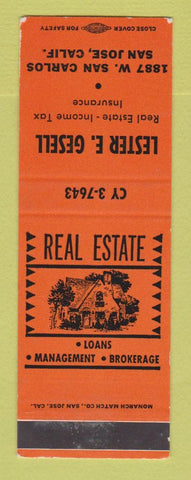 Matchbook Cover - Lester Gesell Real Estate Insurance San Jose CA SAMPLE