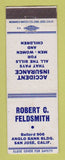 Matchbook Cover - Robert Feldsmith Insurance San Jose CA