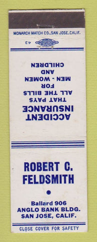 Matchbook Cover - Robert Feldsmith Insurance San Jose CA