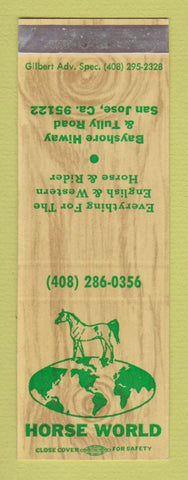 Matchbook Cover - Horse World San Jose CA SAMPLE