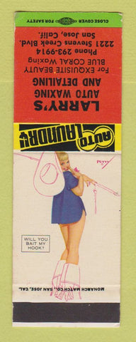 Matchbook Cover - Larry's Auto Waxing Detailing San Jose CA pinup SAMPLE