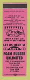 Matchbook Cover - Foam Rubber Unlimited Baby Mattresses San Jose CA SAMPLE