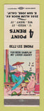 Matchbook Cover - 4 Point Rentals East San Jose CA hillbilly SAMPLE