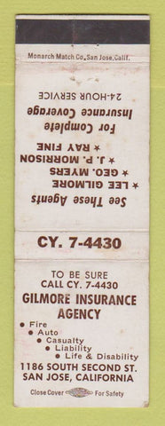 Matchbook Cover - Gilmore Insurance Agency San Jose CA WEAR