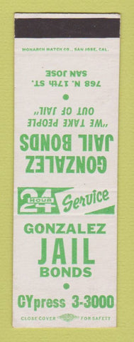 Matchbook Cover - Gonzalez Bail Bonds San Jose CA SAMPLE