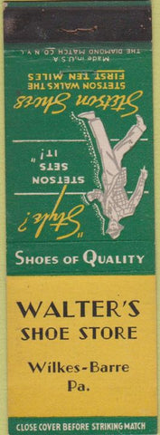 Matchbook Cover - Walter's Shoe Store Wilkes-Barre PA