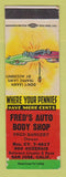 Matchbook Cover - Fred's Auto Body Shop San Jose CA WEAR SAMPLE