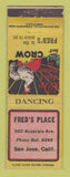 Matchbook Cover - Fred's Place San Jose CA WEAR