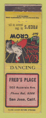 Matchbook Cover - Fred's Place San Jose CA WEAR