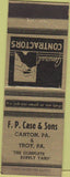 Matchbook Cover - F.P. Case  and  Sons Canton  and  Troy PA