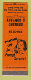 Matchbook Cover - Grenard and Company Upholstery San Jose CA SAMPLE WEAR