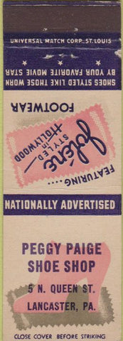 Matchbook Cover - Peggy Paige Shoe Shop Lancaster PA Jolene