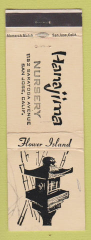 Matchbook Cover - Hanajima Nursery San Jose CA WRITING
