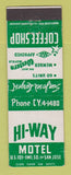 Matchbook Cover - Hi Way Motel San Jose CA Best Western