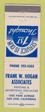 Matchbook Cover - Frank W Hogan Printing Advertising San Jose CA