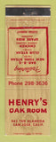 Matchbook Cover - Henry's Oak Room San Jose CA restaurant WEAR