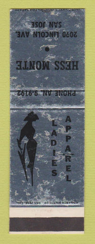 Matchbook Cover - Hess Monte Women's Clothes San Jose CA WEAR SAMPLE