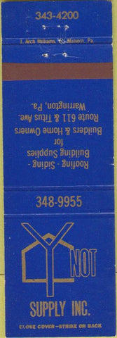 Matchbook Cover - YNOT Supply Co Lumber Warrington PA