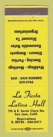 Matchbook Cover - La Fiesta Latina Hall San Jose CA SAMPLE