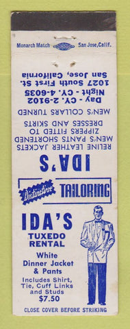 Matchbook Cover - Ida's Tuxedo Rentals San Jose CA