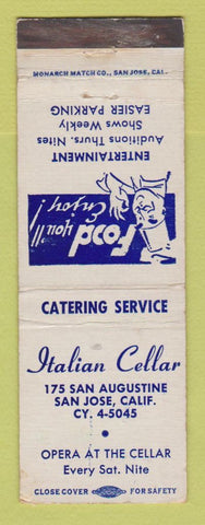 Matchbook Cover - Italian Cellar Restaurant San Jose CA WEAR