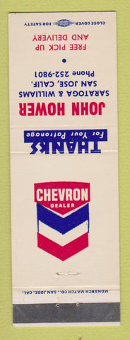 Matchbook Cover - Chevron oil gas John Hower San Jose CA